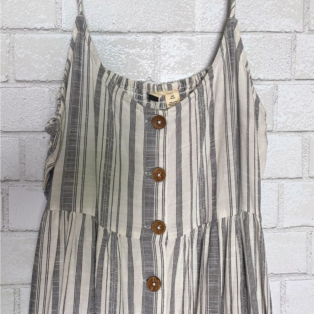 Roxy Striped Spaghetti Strap Button Down Sundress… - image 6